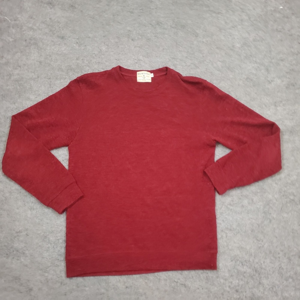 Vintage Montage Sweater Womens Medium Long‎ Sleeve Knit Crewneck Red Ladies